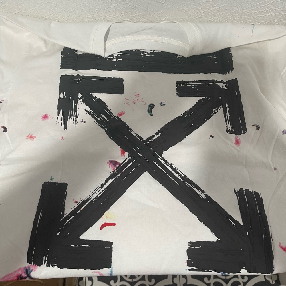White T Shirt splatter paint size large
